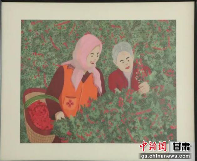 靖遠(yuǎn)縣枸杞種植業(yè)帶動(dòng)10多萬農(nóng)民脫貧致富。刺繡 王明風(fēng) 繡稿 胡靜